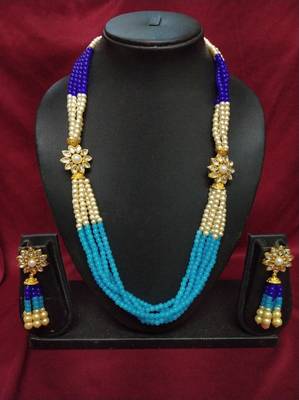 Blue Firozi Gold Plated Polish Designer Ethnic Traditional Contemproray Necklace 2