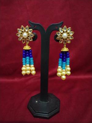 Blue Firozi Gold Plated Polish Designer Ethnic Traditional Contemproray Necklace 3