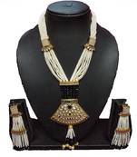 Black Contemporary Gold Plated Designer Traditioanl Ethnic Pearl Beaded Necklace