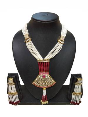 Marron Contemporary Gold Plated Designer Traditioanl Ethnic Pearl Beaded Necklace 1