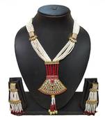 Marron Contemporary Gold Plated Designer Traditioanl Ethnic Pearl Beaded Necklace