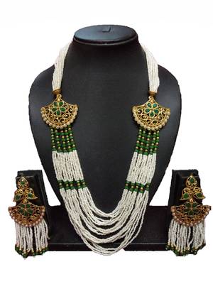 Gold Plated Polish Green Designer Kundan Ethnic Traditional Contemporary Fashion Necklace 1