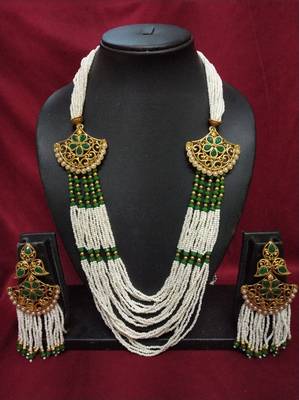 Gold Plated Polish Green Designer Kundan Ethnic Traditional Contemporary Fashion Necklace 2