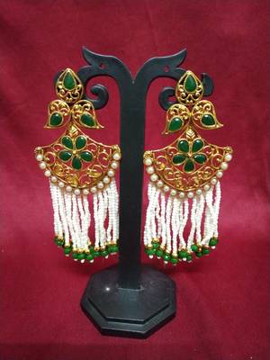 Gold Plated Polish Green Designer Kundan Ethnic Traditional Contemporary Fashion Necklace 3