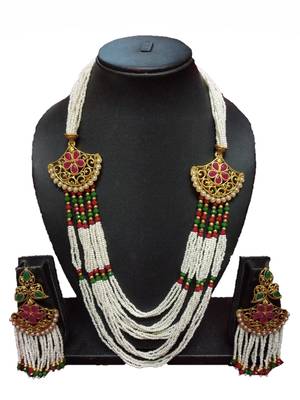 Gold Plated Polish Multi Colour Designer Kundan Ethnic Traditional Contemporary Fashion Necklace 1
