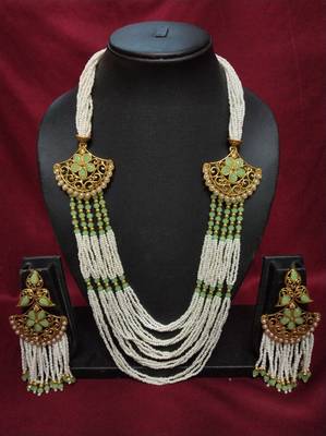 Gold Plated Polish Mint Green Designer Kundan Ethnic Traditional Contemporary Fashion Necklace 2