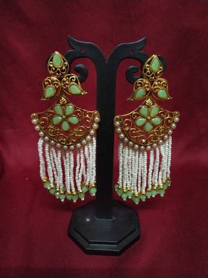 Gold Plated Polish Mint Green Designer Kundan Ethnic Traditional Contemporary Fashion Necklace 3
