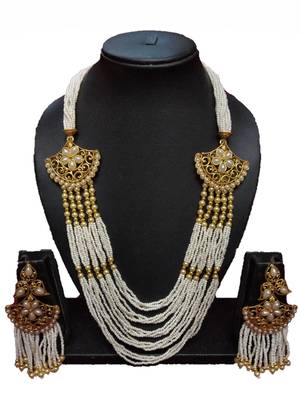 Gold Plated Polish White Designer Kundan Ethnic Traditional Contemporary Fashion Necklace 1