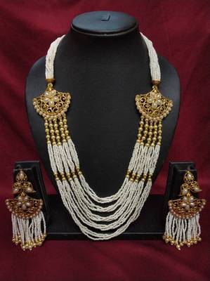 Gold Plated Polish White Designer Kundan Ethnic Traditional Contemporary Fashion Necklace 2