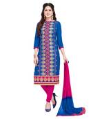 Blue hand embroidery cotton salwar