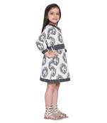 Grey Printed Cotton Kids Frocks