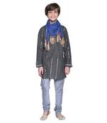 Black Printed Cotton Boys Kurta Pyjama