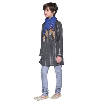 Black Printed Cotton Boys Kurta Pyjama 2