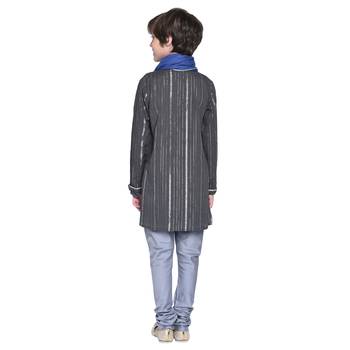 Black Printed Cotton Boys Kurta Pyjama 3