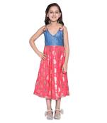 Pink Printed Cotton Kids Frocks
