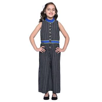 Black Printed Cotton  Kids Jumpsuit 1