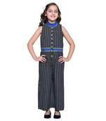Black Printed Cotton  Kids Jumpsuit