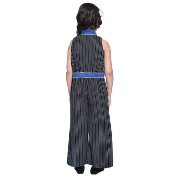 Black Printed Cotton  Kids Jumpsuit 3