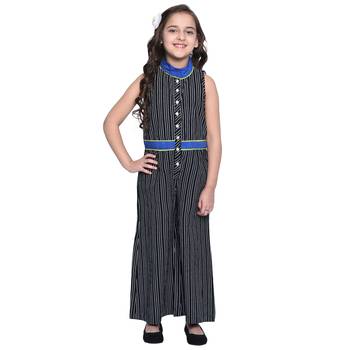 Black Printed Cotton  Kids Jumpsuit 4