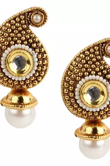 Traditional Indian Bollywood Jewelry Set, Golden Kundan stud Earring Set