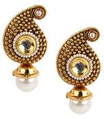 Traditional Indian Bollywood Jewelry Set, Golden Kundan stud Earring Set