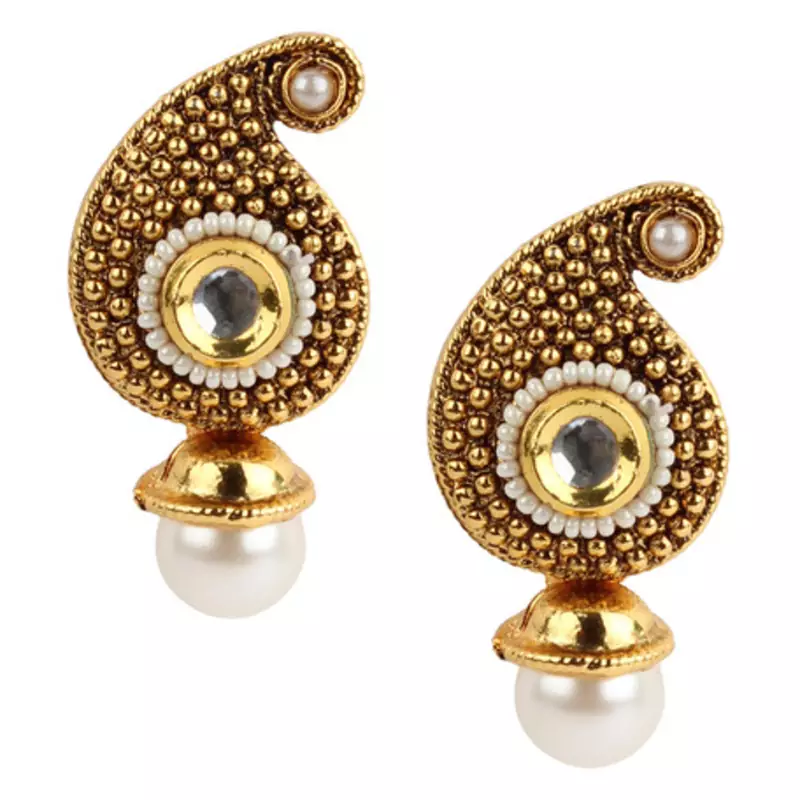 Traditional Indian Bollywood Jewelry Set, Golden Kundan stud Earring Set