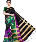 Black Printed Art Silk Saree With Blouse