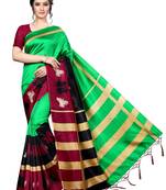 Green Printed Art Silk Saree With Blouse