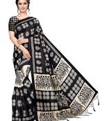 Black Printed Art Silk Saree With Blouse