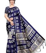 Navy Printed Art Silk Saree With Blouse
