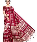 Red Printed Art Silk Saree With Blouse