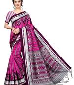 Wine Printed Art Silk Saree With Blouse