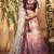 Grey printed satin semi stitched lehenga