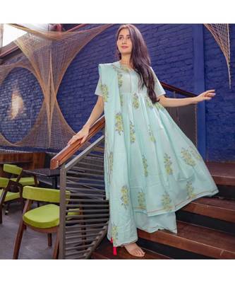 Blue Hand Block Printed Suit Set 2