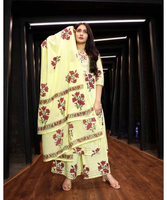 Yellow Hand Block Suit Set 5