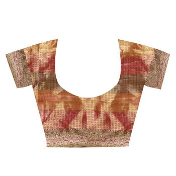 Pink hand woven banarasi silk saree with blouse 4