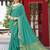   aqua blue woven silk blend saree with blouse