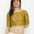 Designer Yellow  Jequard Fabric Elbow Sleeve Blouse