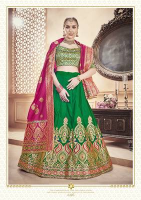 Green jacquard jacquard stitched lehenga 2