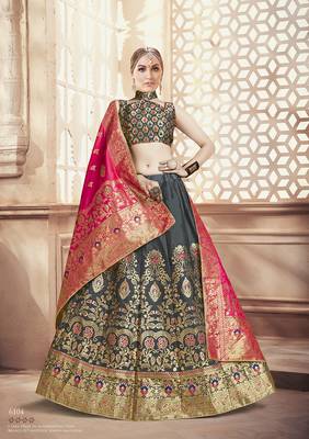 Black jacquard jacquard stitched lehenga 2