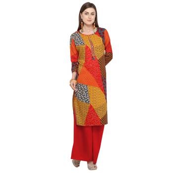 Multicolor printed rayon party wear kurtis 2