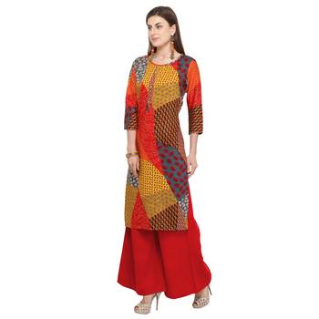 Multicolor printed rayon party wear kurtis 3