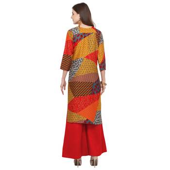 Multicolor printed rayon party wear kurtis 4