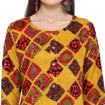 Multicolor printed rayon party wear kurtis 5