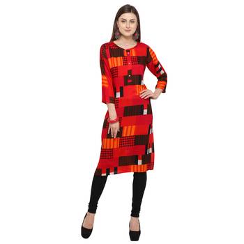 Multicolor printed rayon party wear kurtis 1