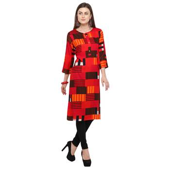 Multicolor printed rayon party wear kurtis 2