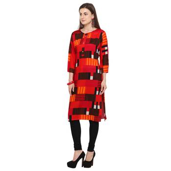 Multicolor printed rayon party wear kurtis 3