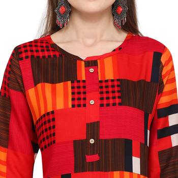Multicolor printed rayon party wear kurtis 5