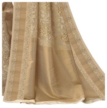 Off white woven banarasi silk saree with blouse 3