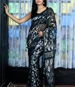 Black Jamdani With All Overe Silver Zari Work